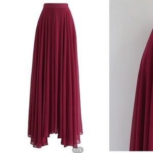 COPY - Chicwish Maxi Skirt Chiffon in Wine Red
